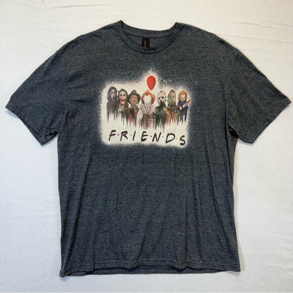 Graphic Tee Horror Movie Friends Design Gray Size XL - Picture 9 of 9